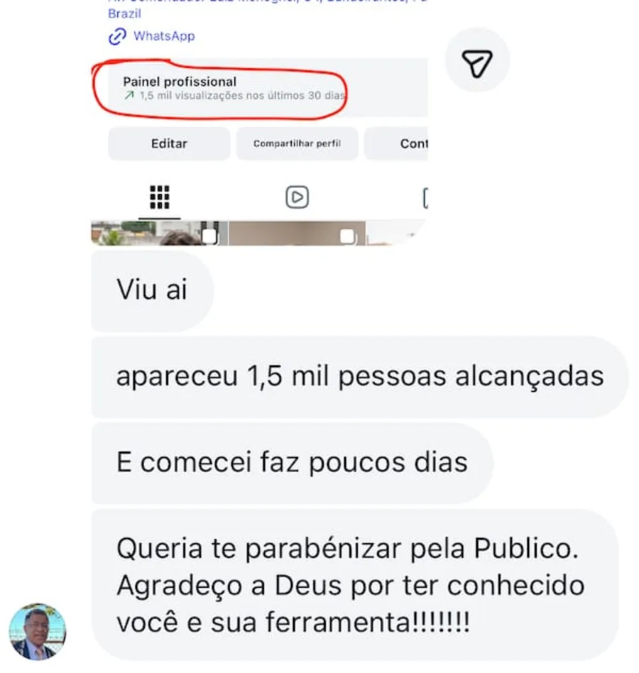 Depoimento sobre alcance nos primeiros dias