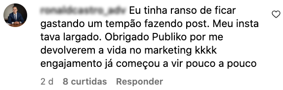 Depoimento sobre perfil ativo e engajamento